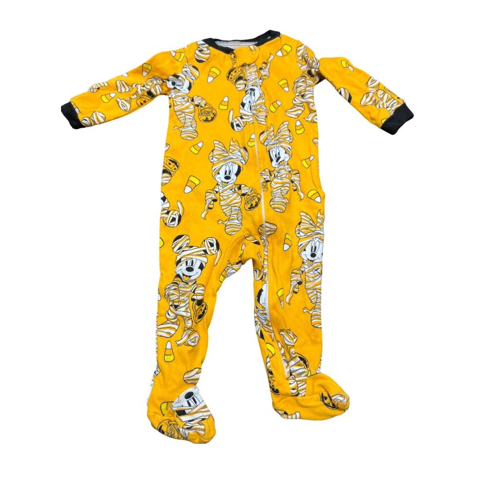 Disney Baby Halloween Mickey Minnie Mouse Mummy Footed Sleeper Candy Corn 6/9M